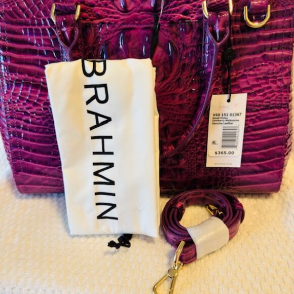 NWT Brahmin Small Finley Satchel Dewberry Melbourne Purple Leather $365 - Picture 7 of 9